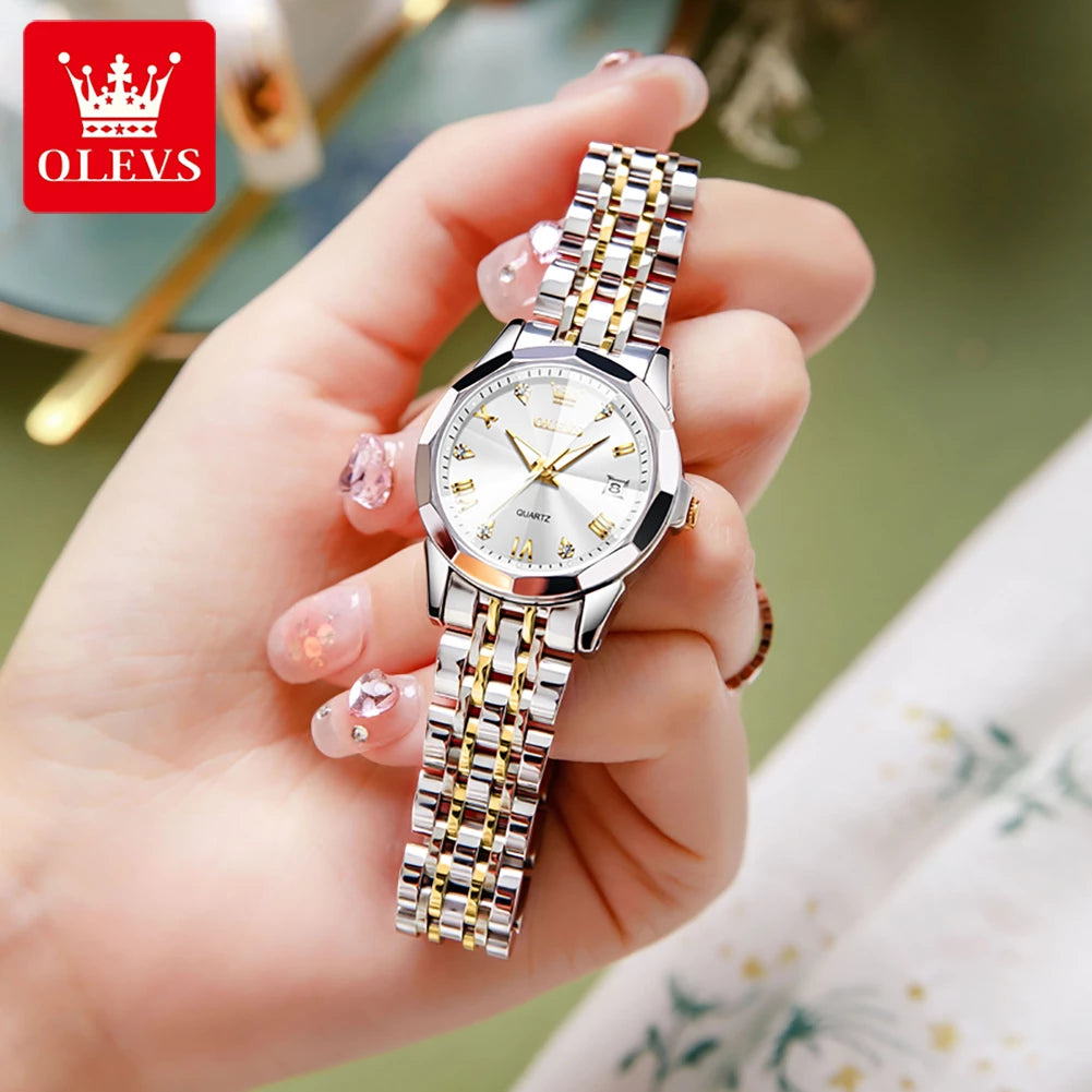 olevs womens watch quartz original waterproof stainless steel luminous date