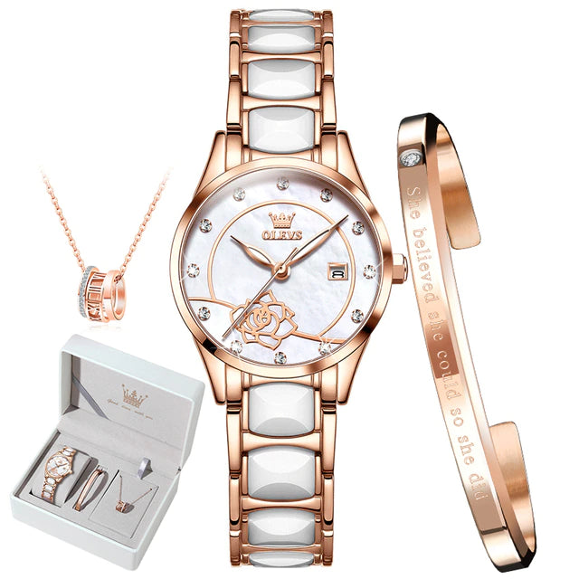olevs luxury quartz women waterproof watch gift for valentine's day