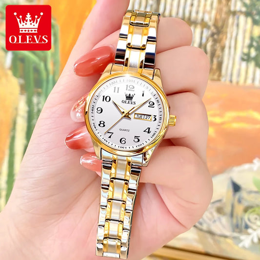 olevs quartz women watch gold silver luxury waterproof